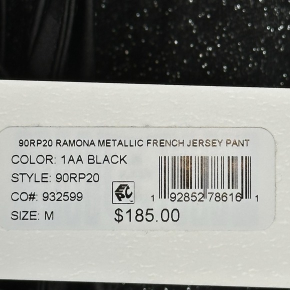 Milly Ramona Metallic French Jersey Pants Black M Drawstring Party Holiday NWT - Picture 8 of 11
